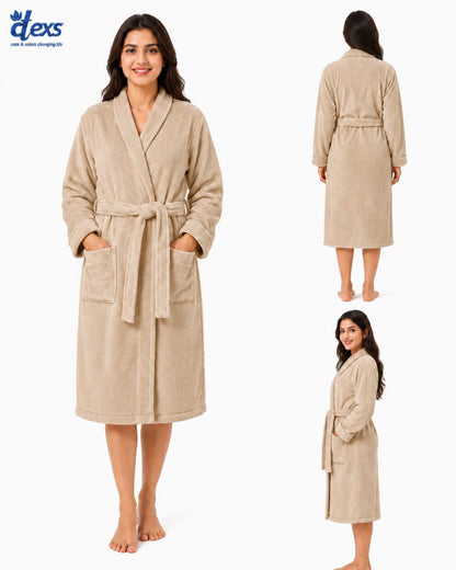 Unisex Fluffy Bathrobe - Beigh