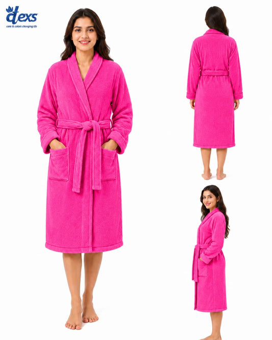 Unisex Fluffy Bathrobe - Dark Pink