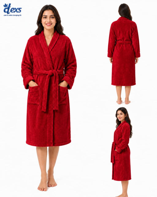 Unisex Fluffy Bathrobe - Mehroon