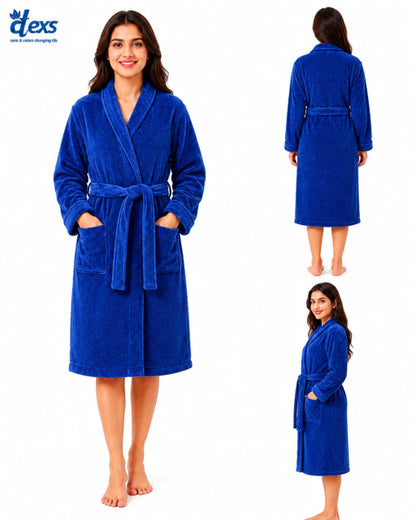 Unisex Fluffy Bathrobe - Navy Blue