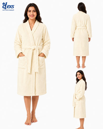 Unisex Fluffy Bathrobe - Vanilla
