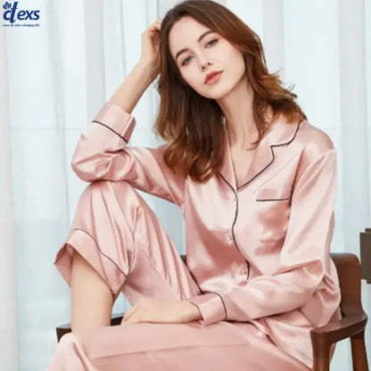 Women Silk Night Suit - Baby Pink - Ctexs