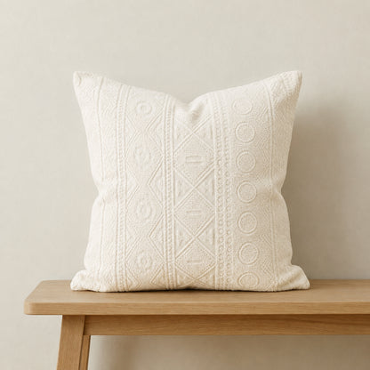 Embossed Geometric Jacquard Cushion Covers - Off White