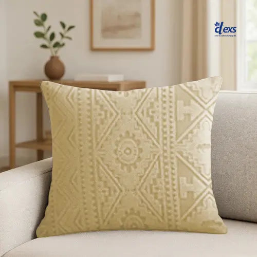 Embossed Geometric Jacquard Cushion Covers - Beigh
