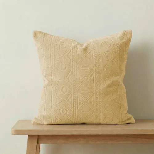 Embossed Geometric Jacquard Cushion Covers - Beigh