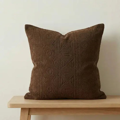 Embossed Geometric Jacquard Cushion Covers - Dark Brown