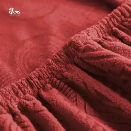 L-Shape Embossed Geometric Jacquard Sofa Cover - Mehroon - Ctexs