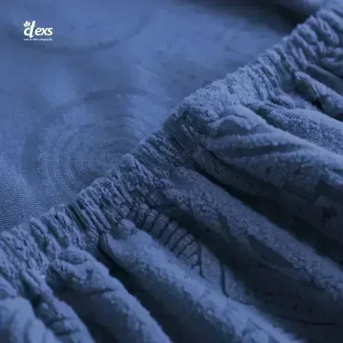 L-Shape Embossed Geometric Jacquard Sofa Cover - Navy Blue - Ctexs