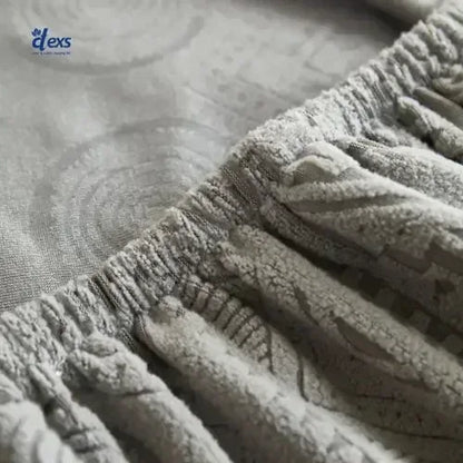 L-Shape Embossed Geometric Jacquard Sofa Cover - Grey - Ctexs