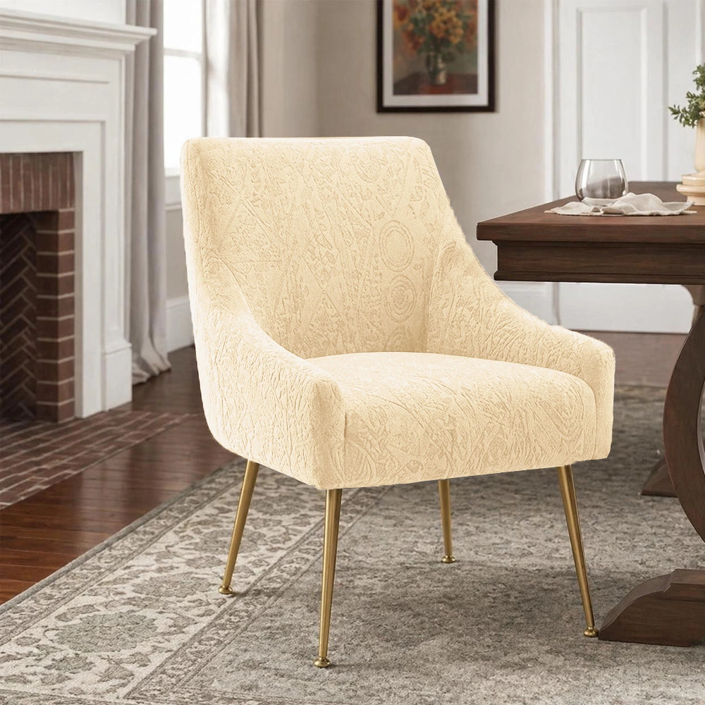 Embossed Geometric Jacquard Turkish Chair Cover - Beigh