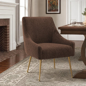 Embossed Geometric Jacquard Turkish Chair Cover - Dark Brown