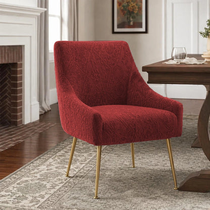 Embossed Geometric Jacquard Turkish Chair Cover - Mehroon