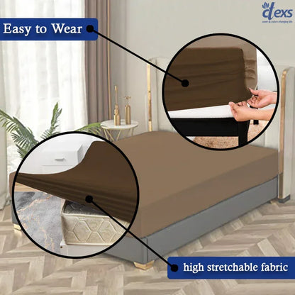 Jersey Fitted Sheet – 100% Cotton Stretchable Bed Sheet - Dark Brown