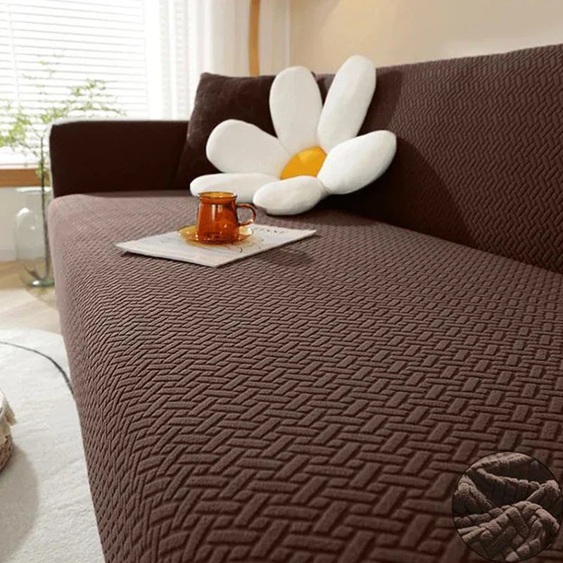 Stripe Jacquard Sofa Cover - Brown - Ctexs