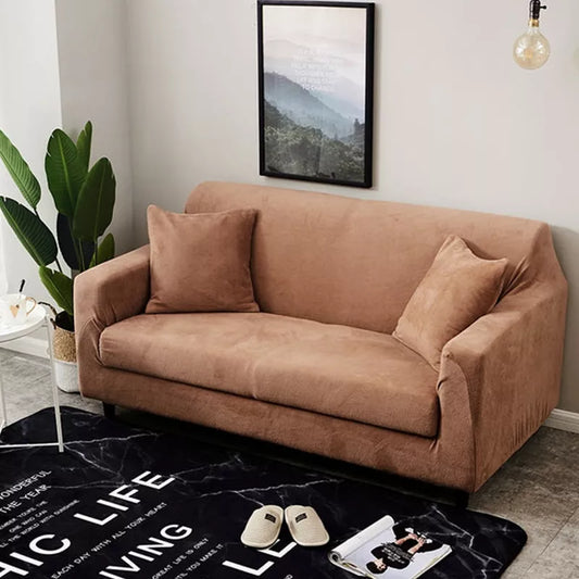 Terry Stretchable Sofa Covers | Camel Brown