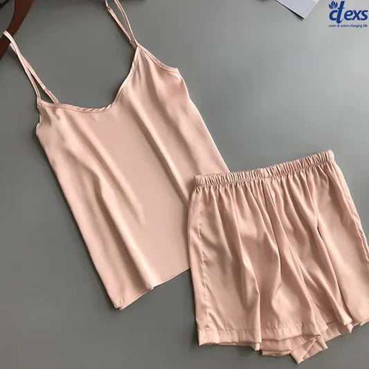 Jersey Camisole Set ( Camisole + Shorts ) - Baby Pink