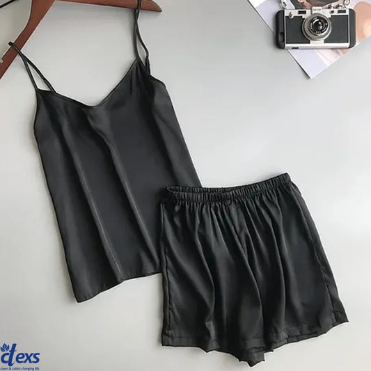 Jersey Camisole Set ( Camisole + Shorts ) - Black