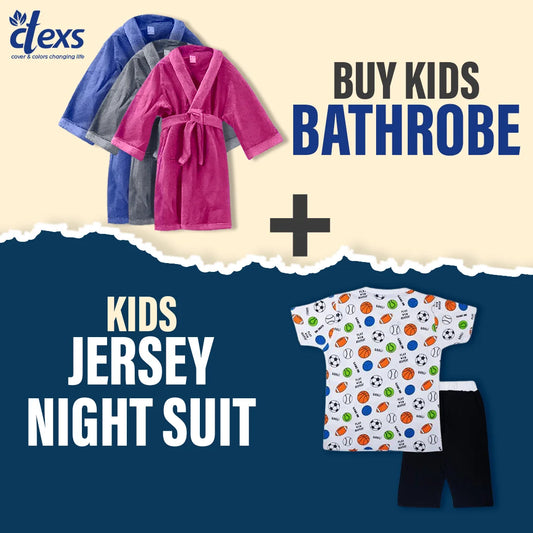 Buy Kids Bathrobes with Kids Jersey Night Suit