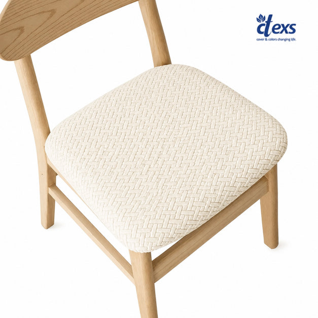 Stripe Jacquard Dining Chair Seat Cover - Off White