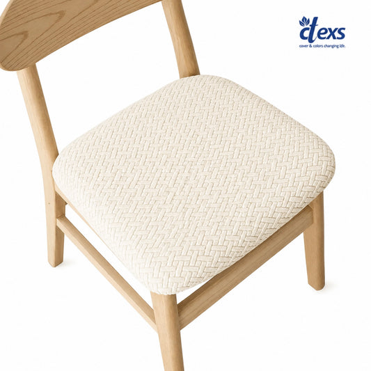 Stripe Jacquard Dining Chair Seat Cover - Off White