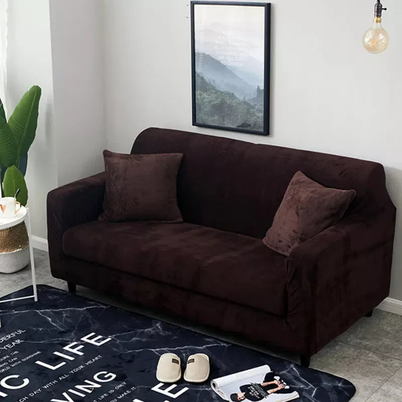 Terry Stretchable Sofa Covers | Dark Brown - Ctexs