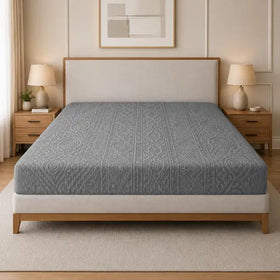Embossed Geometric Jacquard Bed Fitted - Grey