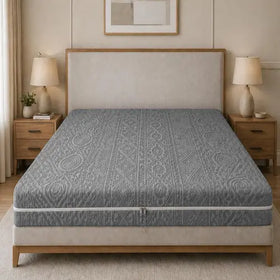 Embossed Geometric Jacquard Zipper Mattress Cover - Grey