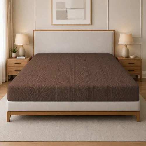 Embossed Geometric Jacquard Bed Fitted - Dark Brown