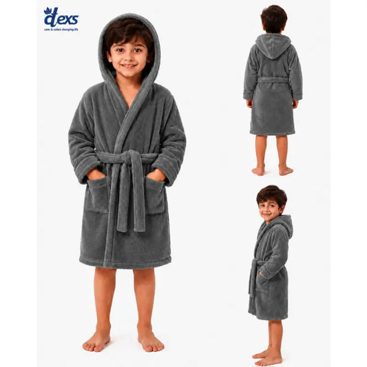 Fluffy Kids Bathrobe - Grey