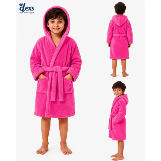 Fluffy Kids Bathrobe - Pink