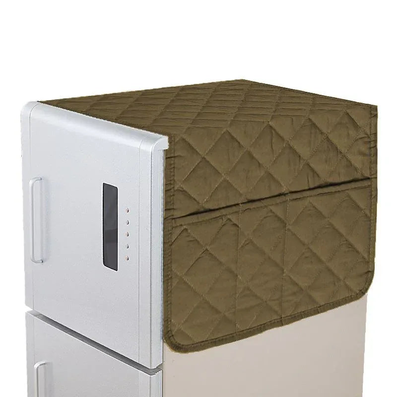 Quilted Fridge Cover With Pocket | Camel Brown - Ctexs