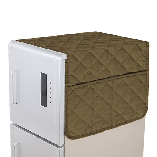 Quilted Fridge Cover With Pocket | Camel Brown