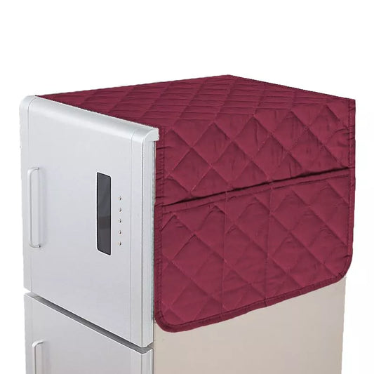 Quilted Fridge Cover With Pocket | Mehroon