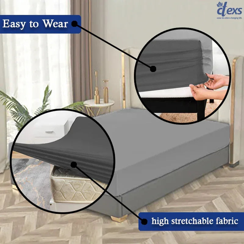 Jersey Fitted Sheet – 100% Cotton Stretchable Bed Sheet - Dark Grey