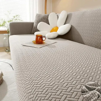 Stripe Jacquard Sofa Cover - Beige - Ctexs