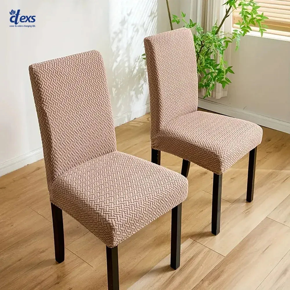 Stripe Jacquard Dining Chair Cover - Beigh - Ctexs