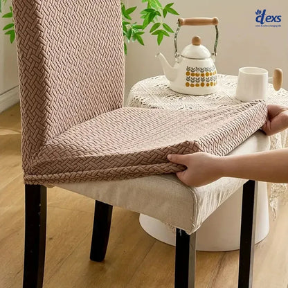 Stripe Jacquard Dining Chair Cover - Beigh - Ctexs