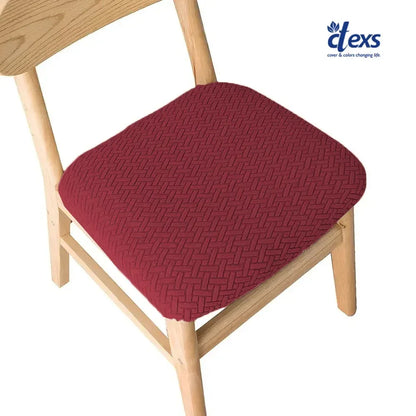 Stripe Jacquard Dining Chair Seat Cover - Mehroon - Ctexs