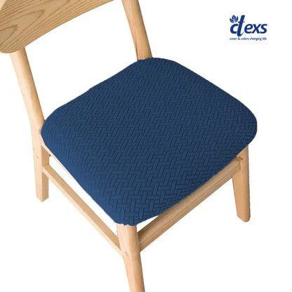 Stripe Jacquard Dining Chair Seat Cover - Navy Blue - Ctexs