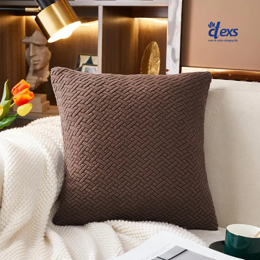 Stripe Jacquard Cushion Covers - Dark Brown