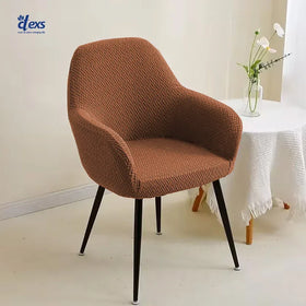 Stripe Jacquard Turkish Arm Chair Cover - Camel Brown - Ctexs