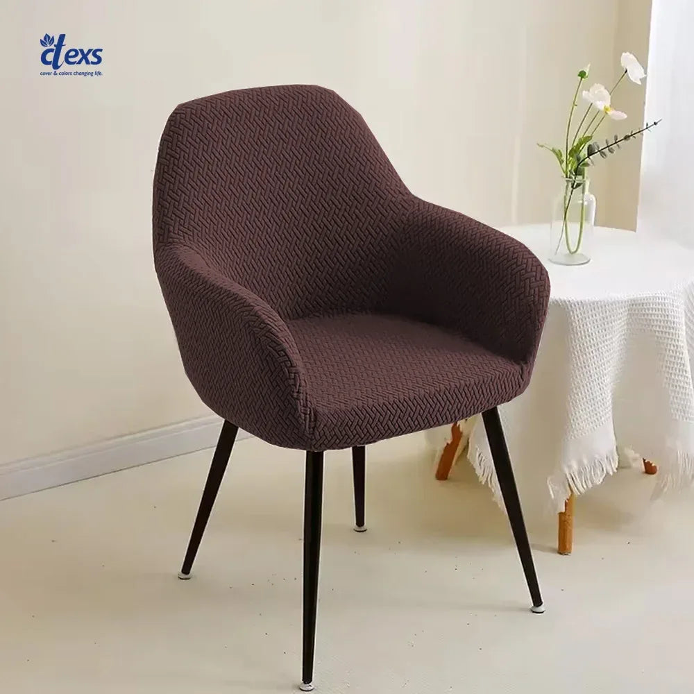 Stripe Jacquard Turkish Arm Chair Cover - Dark Brown - Ctexs