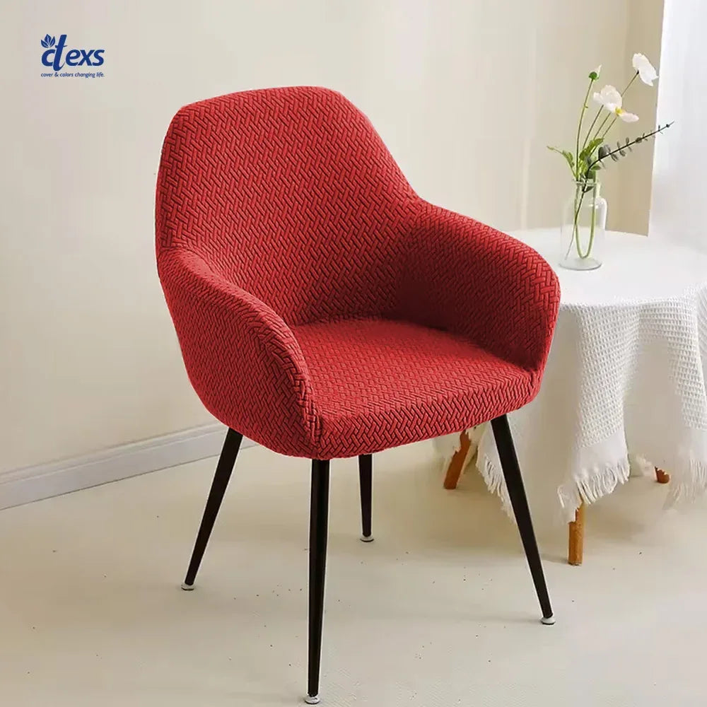 Stripe Jacquard Turkish Arm Chair Cover - Mehroon - Ctexs