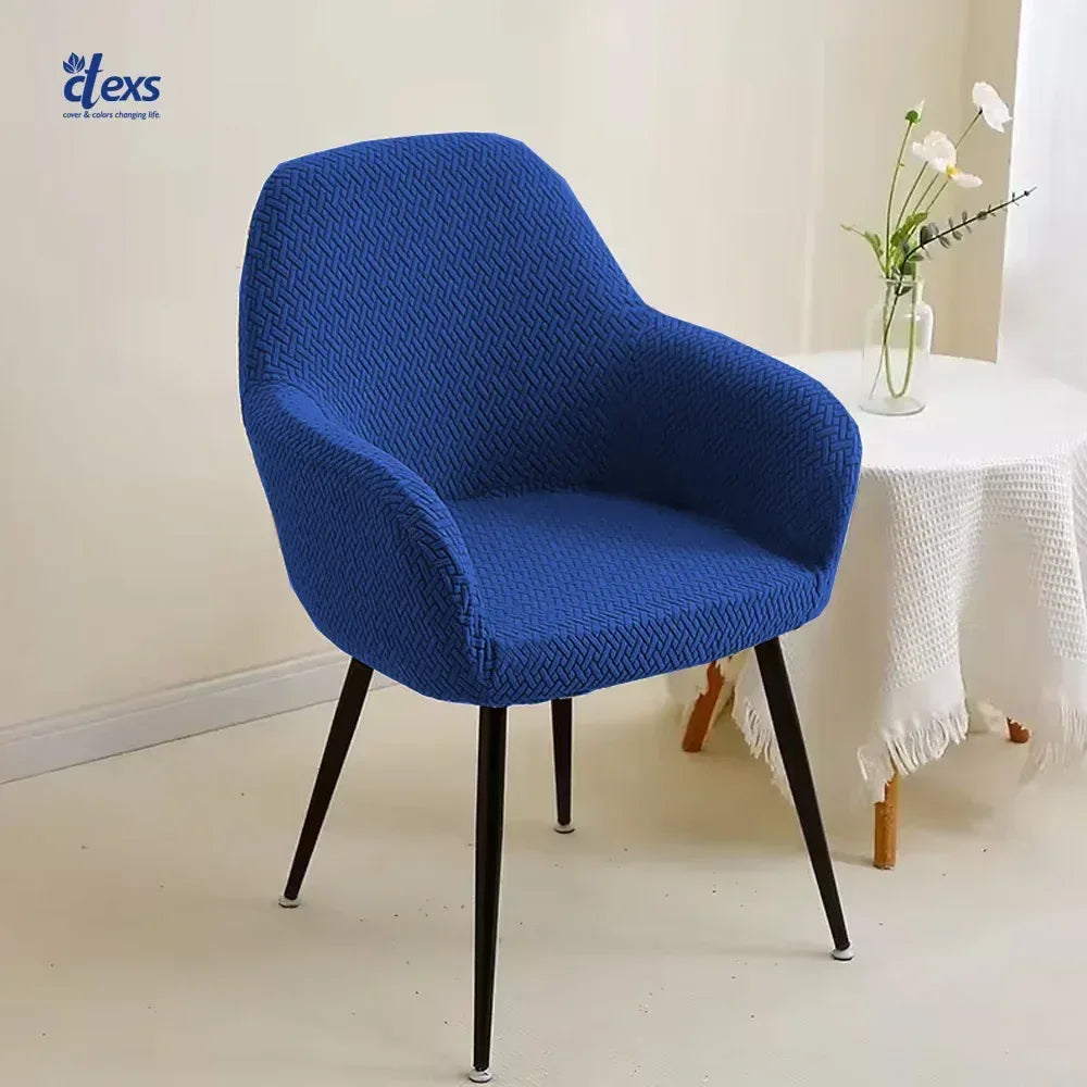 Stripe Jacquard Turkish Arm Chair Cover - Navy Blue - Ctexs