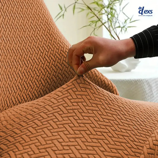 Stripe Jacquard Turkish Chair Cover - Camel Brown - Ctexs