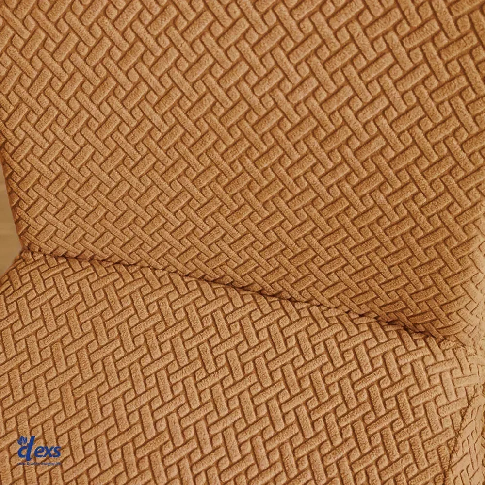 Stripe Jacquard Dining Chair Cover - Camel Brown - Ctexs