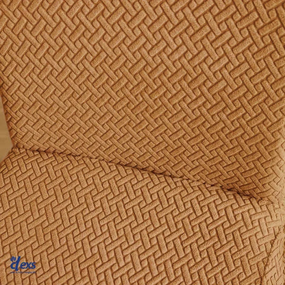 Stripe Jacquard Dining Chair Cover - Camel Brown - Ctexs