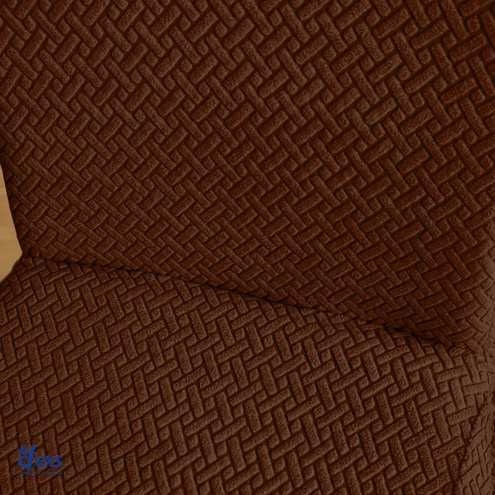 Stripe Jacquard Dining Chair Cover - Dark Brown - Ctexs