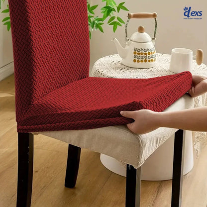 Stripe Jacquard Dining Chair Cover - Mehroon - Ctexs