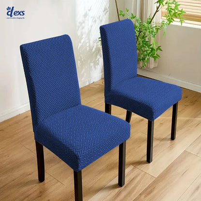 Stripe Jacquard Dining Chair Cover - Navy Blue - Ctexs